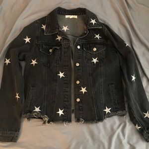 Star black distressed denim jacket